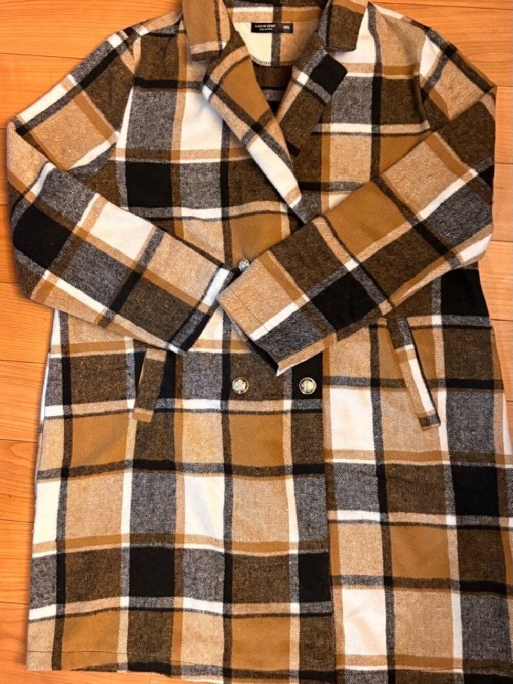 SHEIN Curve Plaid Double-Breasted Button Coat Size 0XL